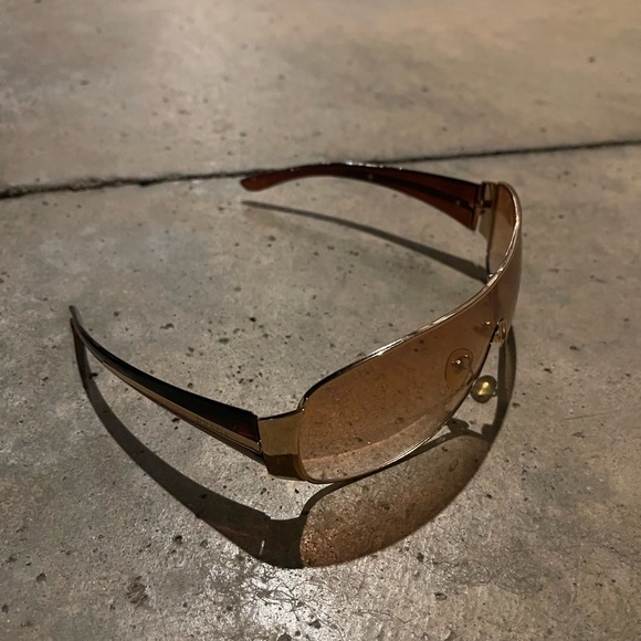 Prada Vintage Y2K Gold Beige Retro Sunglasses SPR 52H 5AK-6S1 - Picture 2 of 7